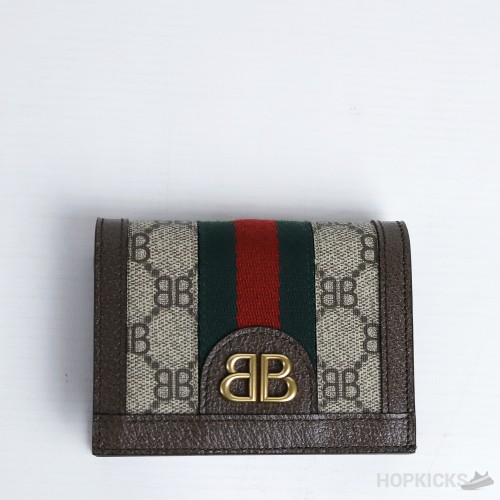 G*cci x B*lenciaga Hacker Card Case Wallet Coffee